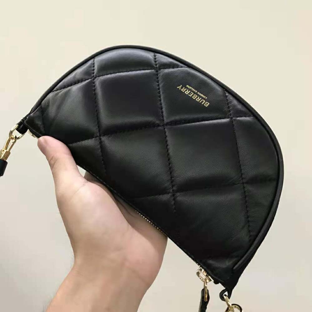Burberry Women Quilted Lambskin Olympia Pouch-Black - image 4