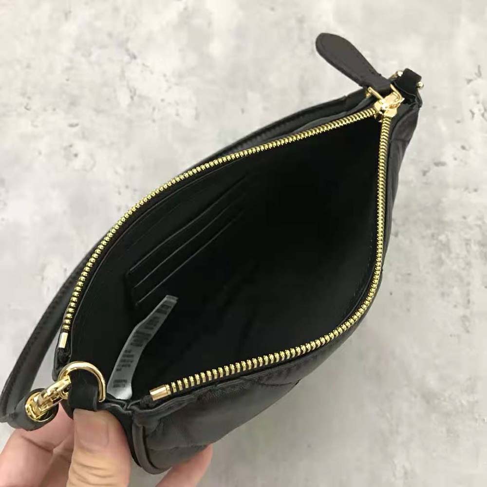 Burberry Women Quilted Lambskin Olympia Pouch-Black - image 8