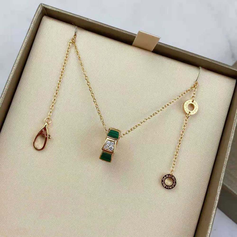 Bvlgari Women Serpenti Viper 18 KT Rose Gold Necklace Set with Malachite Elements - image 7