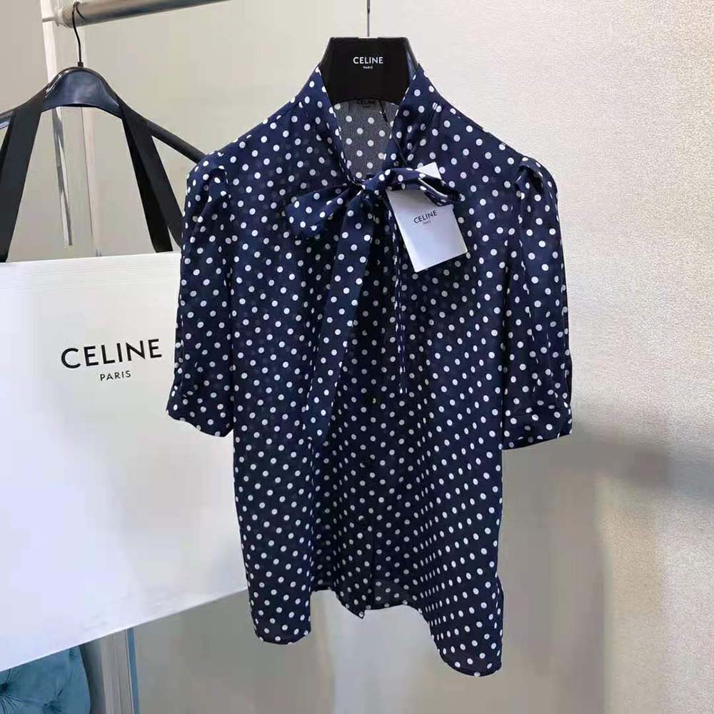 Celine Women Blouse with Bow in Crepe DE Chine - image 4