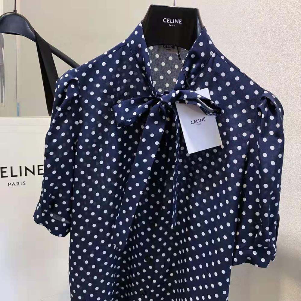 Celine Women Blouse with Bow in Crepe DE Chine - image 5