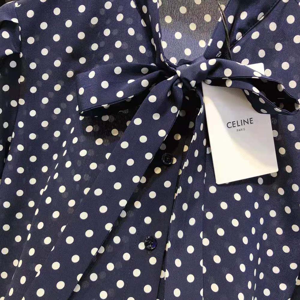 Celine Women Blouse with Bow in Crepe DE Chine - image 6