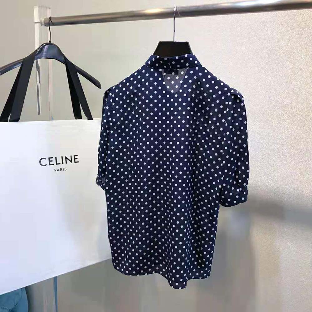 Side angle showing silhouette of Celine Women Blouse with Bow
