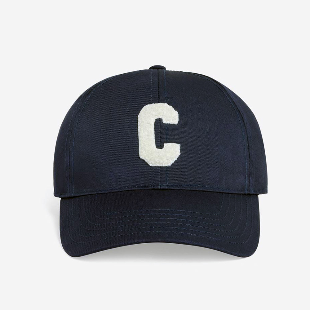 Front view of Celine Women “C” Baseball Cap in Cotton black