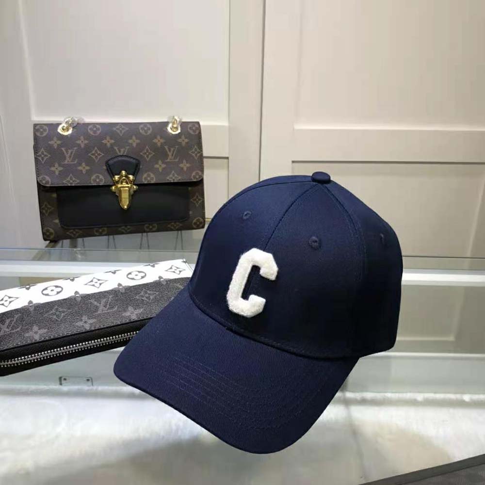 Close-up detail of embroidered “C” on Celine Women “C” Baseball Cap