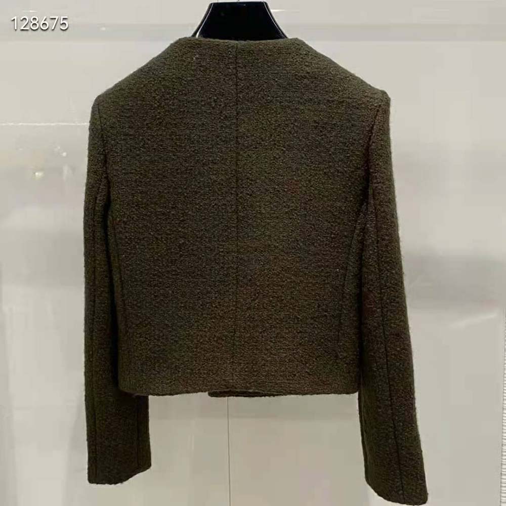 Side angle showing structured silhouette of Celine Women Chasseur Jacket