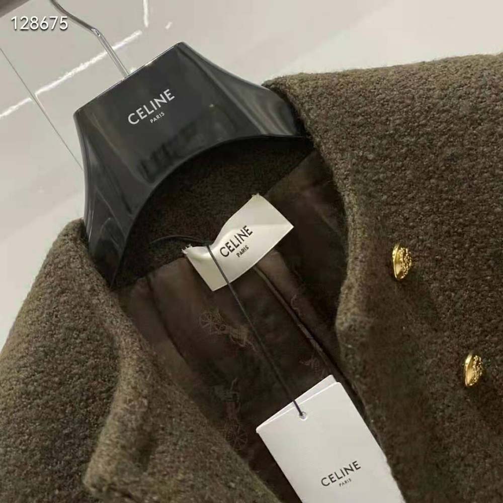 Celine Women Chasseur Jacket in Boucle Tweed-Dark Green - image 5