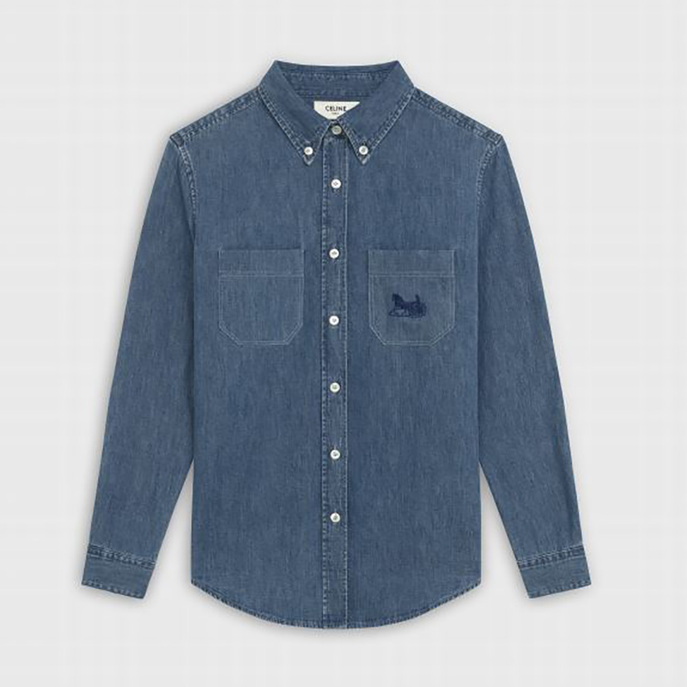 Front view of Celine Women Cowboy Shirt Sulky in Light Denim