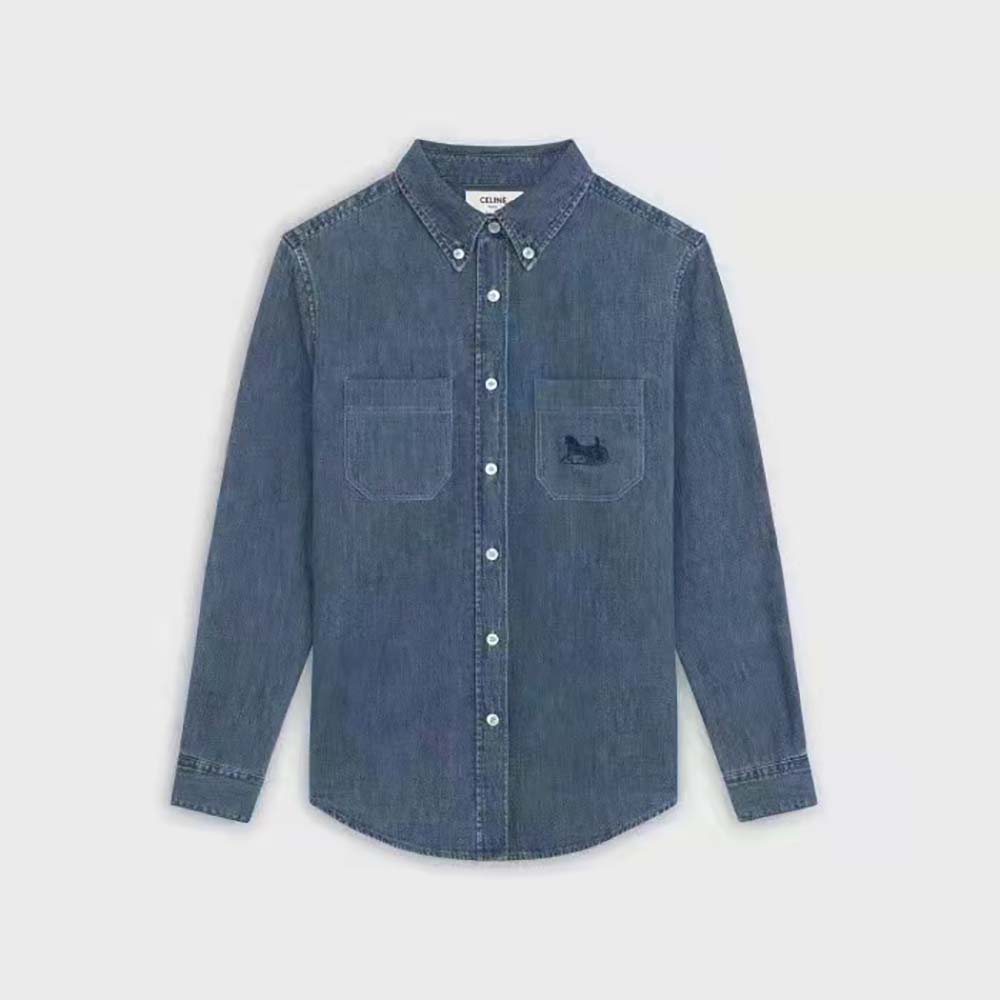 Close-up detail of sulky stitching on Celine Women Cowboy Shirt Sulky
