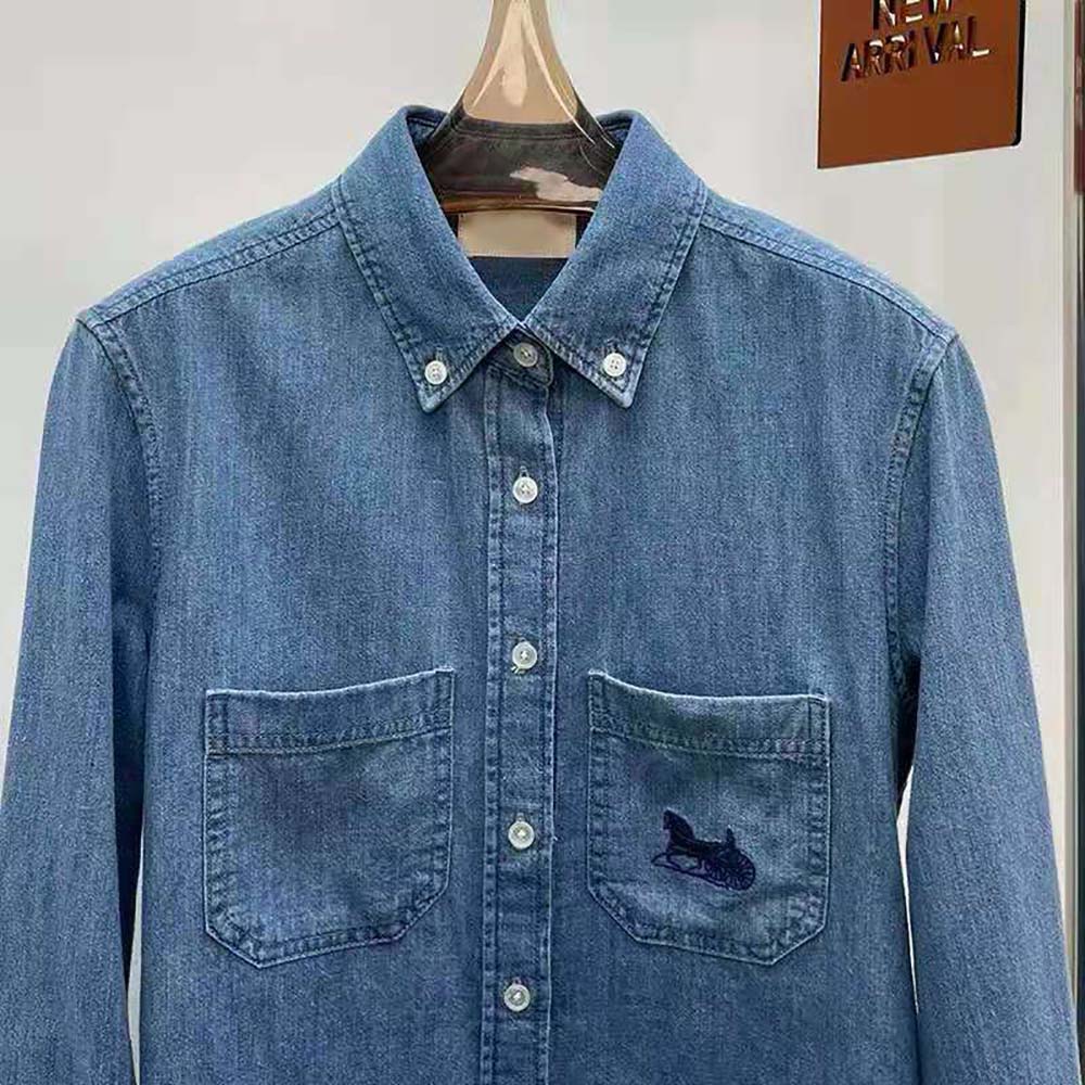 Celine Women Cowboy Shirt Sulky in Light Denim - image 4