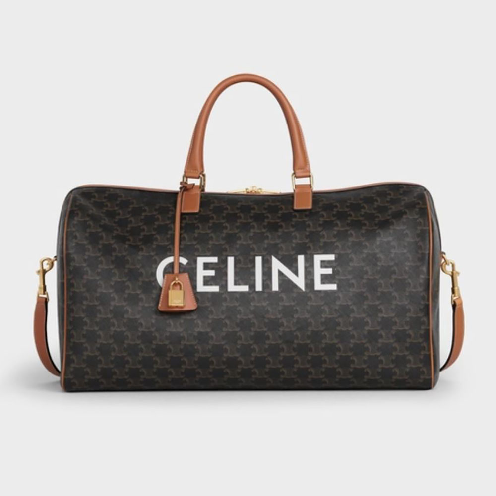 Front angle of Celine Women Large Voyage Bag in Triomphe Canvas