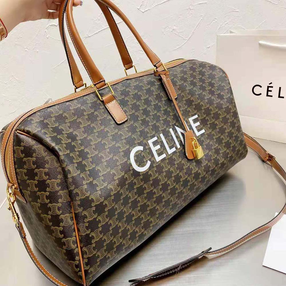 Celine Women Large Voyage Bag in Triomphe Canvas with Celine Print - image 6