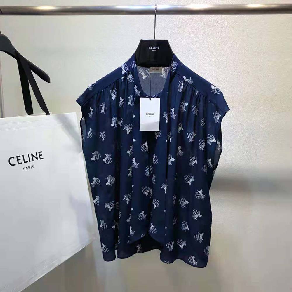 Close-up of lavalliere tie detail on Celine Women Lavalliere Blouse