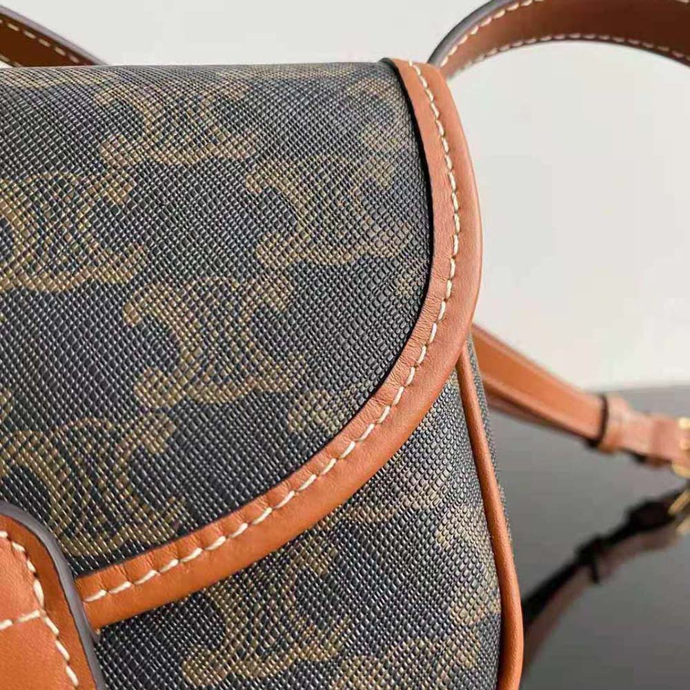 Celine Women Mini Besace in Triomphe Canvas and Calfskin-Brown - image 6