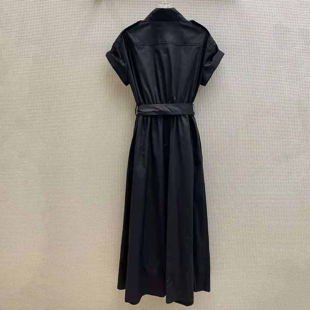 Side angle showing silhouette and flap pockets of Celine Women Safari Dress