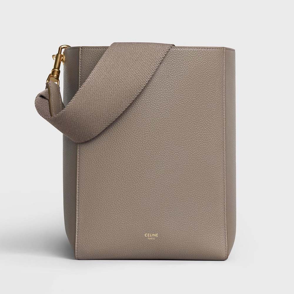 Celine Women Sangle Small Bucket Bag in Soft Grained Calfskin-Brown