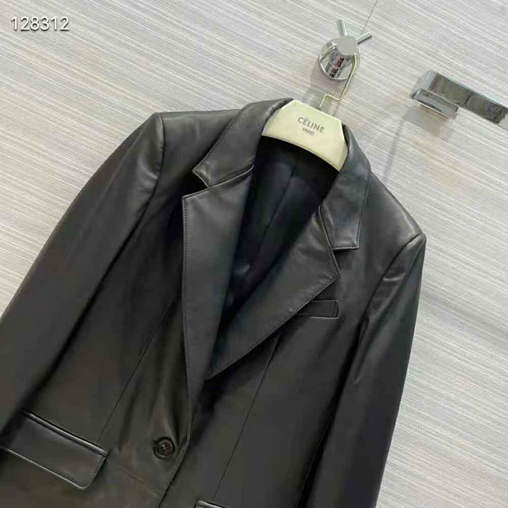Celine Women Tournon Jacket in Lambskin Leather-Black - image 5