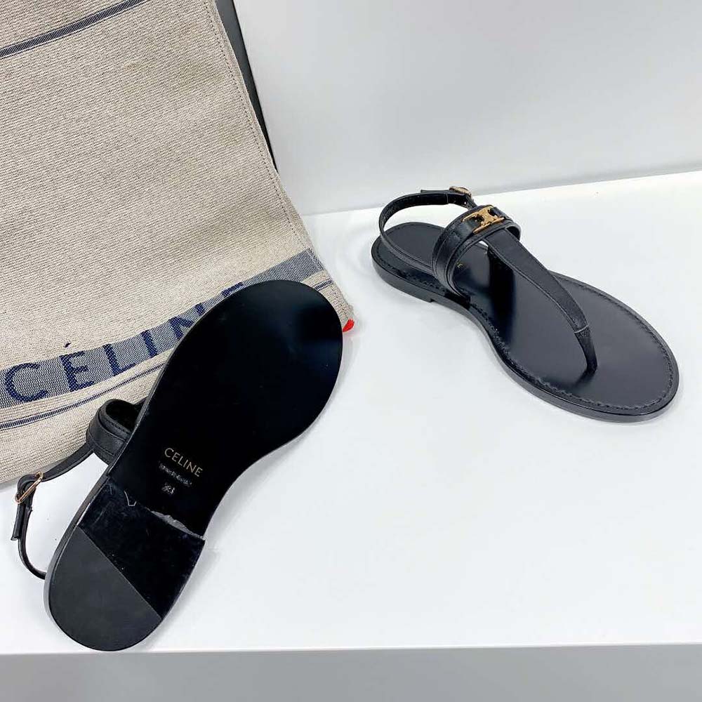 Celine Women Triomphe Thong in Calfskin-Black - image 9