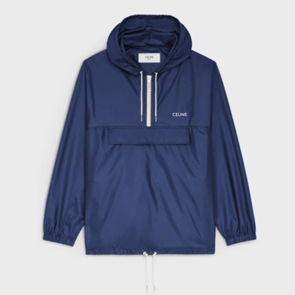 Front view of Celine Women Windbreaker in Lightweight Nylon-Blue