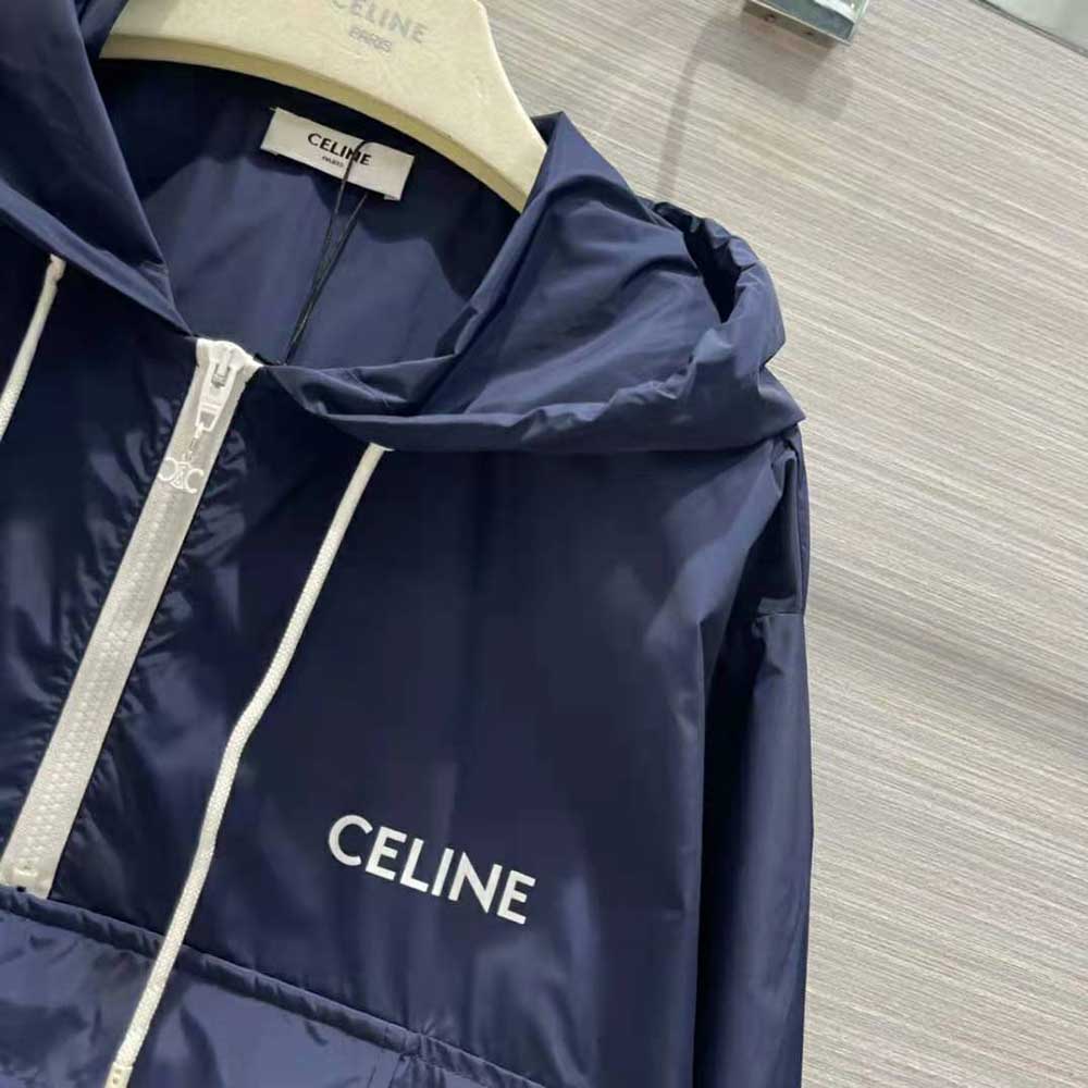 Celine Women Windbreaker in Lightweight Nylon-Blue - image 5