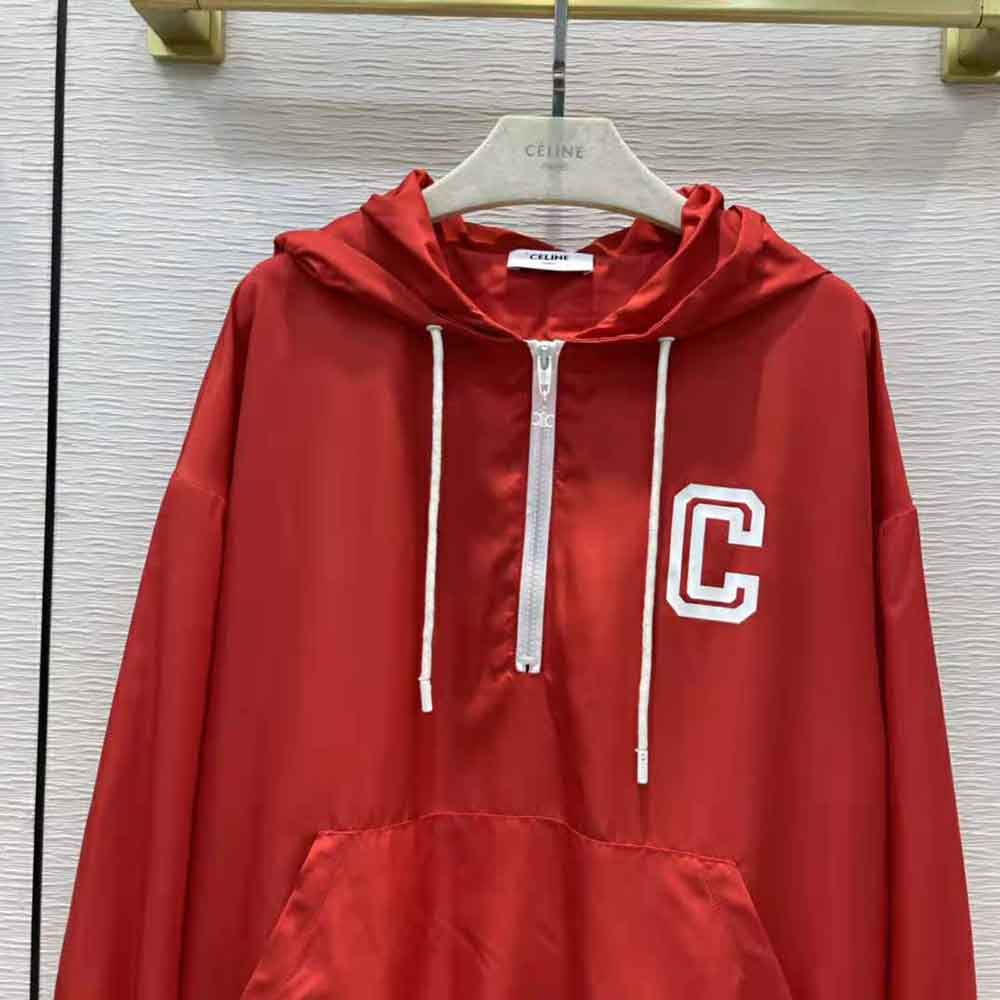 Celine Women Windbreaker in Lightweight Nylon-Red - image 4