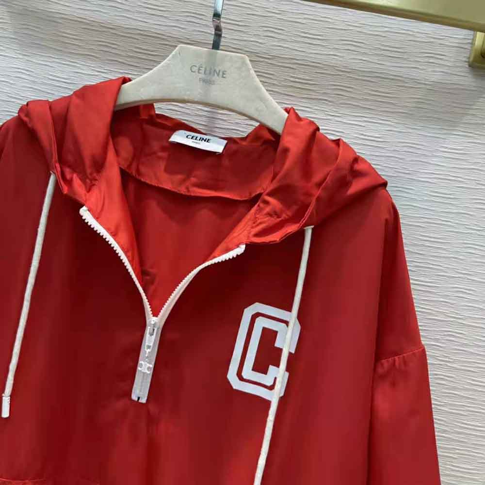 Celine Women Windbreaker in Lightweight Nylon-Red - image 5