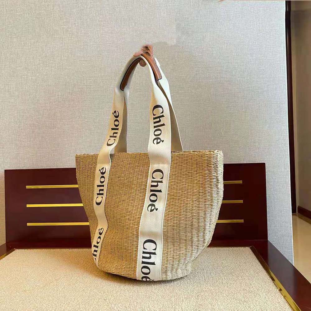 Chloe Women Large Woody Basket in Fair-Trade Paper with the Woody Ribbon - image 4