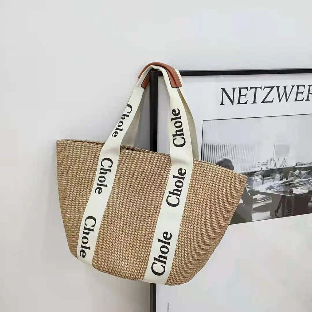 Chloe Women Large Woody Basket in Fair-Trade Paper with the Woody Ribbon - image 5