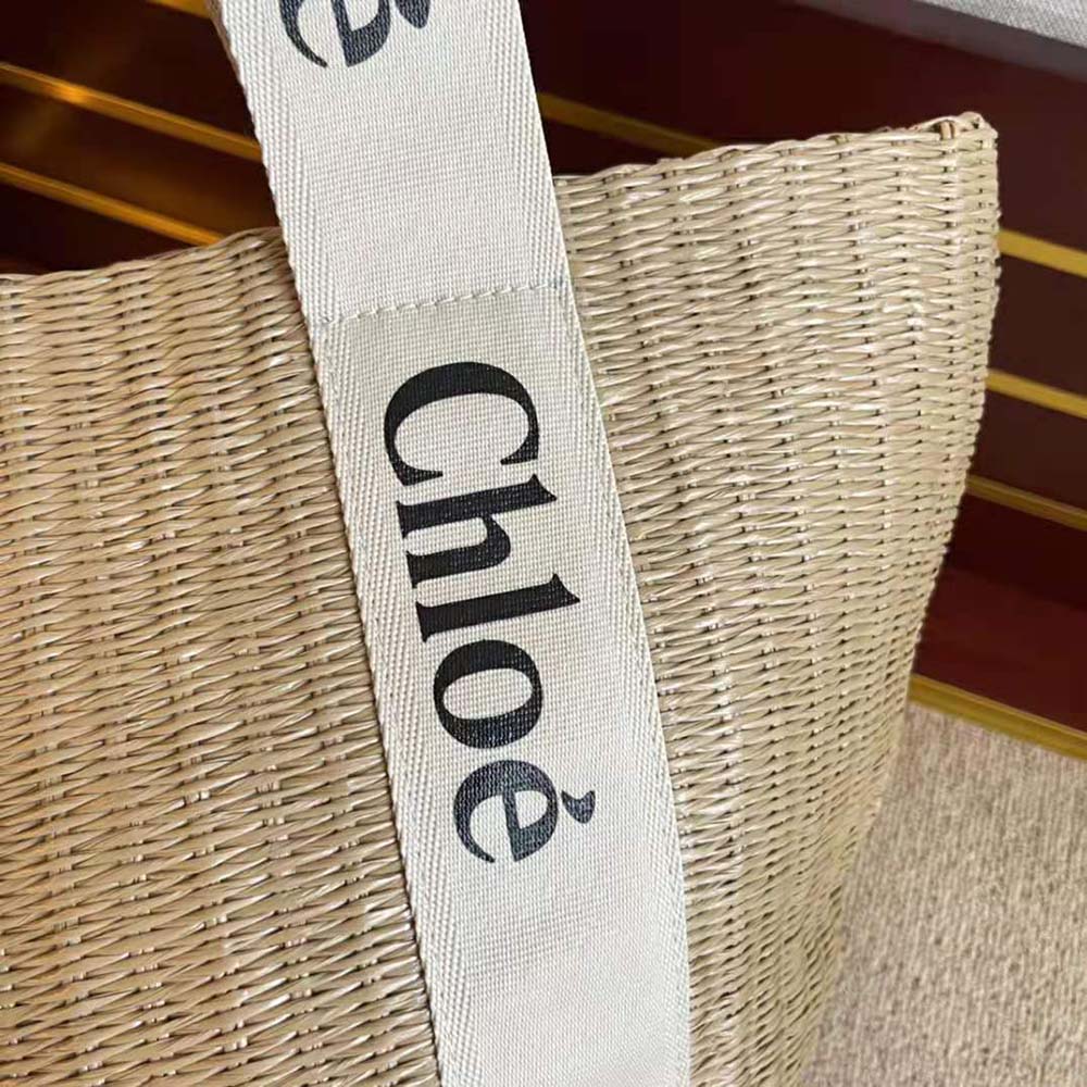 Chloe Women Large Woody Basket in Fair-Trade Paper with the Woody Ribbon - image 9