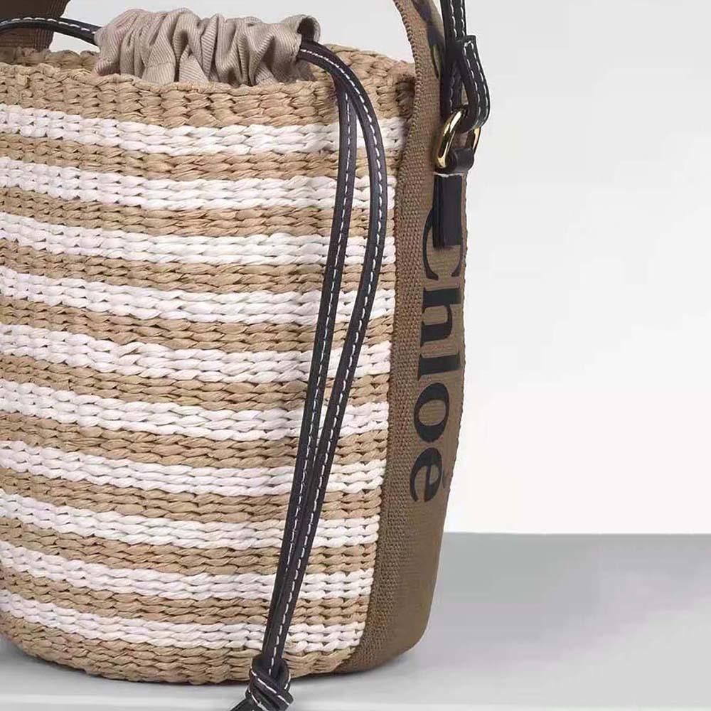 Chloe Women Small Woody Basket in Fair-Trade Paper with the Woody Ribbon - image 5