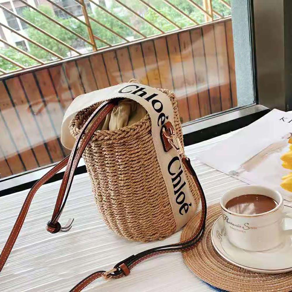 Chloe Women Small Woody Basket in Fair-trade Paper with the Woody Ribbon - image 4