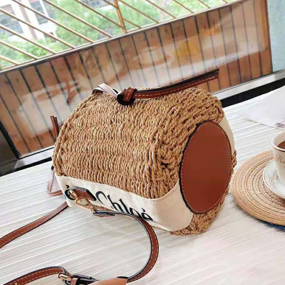 Chloe Women Small Woody Basket in Fair-trade Paper with the Woody Ribbon - image 5