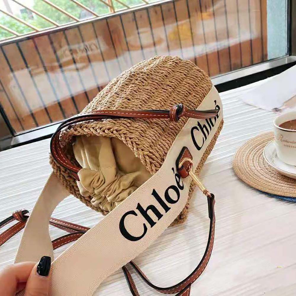 Chloe Women Small Woody Basket in Fair-trade Paper with the Woody Ribbon - image 6