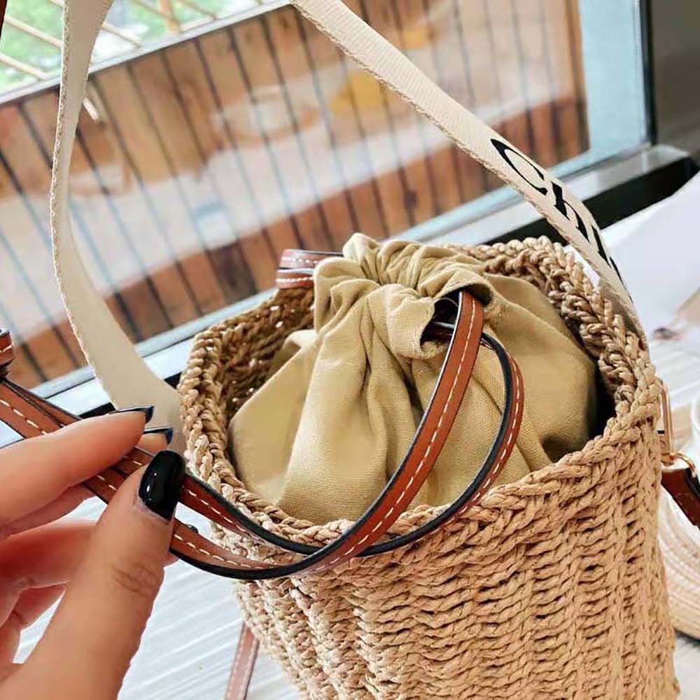 Chloe Women Small Woody Basket in Fair-trade Paper with the Woody Ribbon - image 8