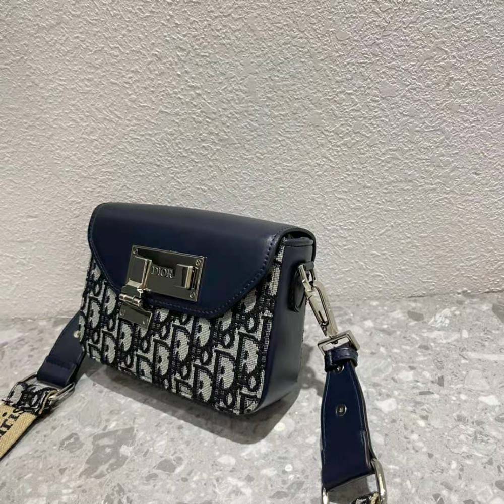 Dior Men Nano Pouch Beige and Black Dior Oblique Jacquard and Black Smooth Calfskin - image 6