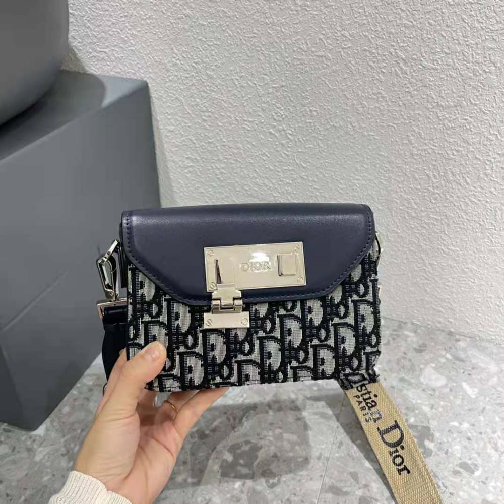 Dior Men Nano Pouch Beige and Black Dior Oblique Jacquard and Black Smooth Calfskin - image 5