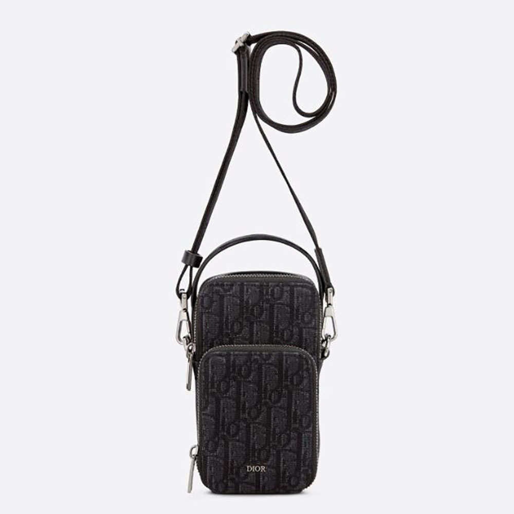 Dior Men Pouch Black Dior Oblique Jacquard