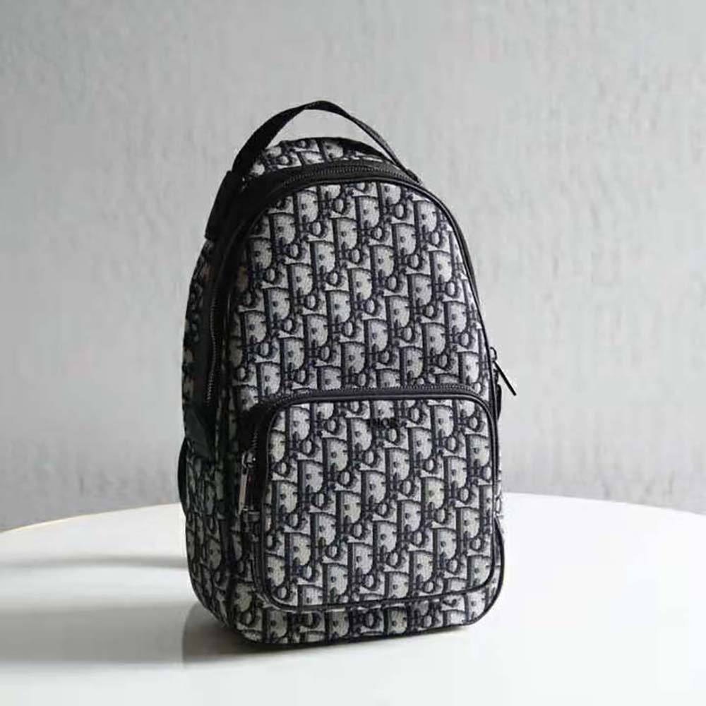 Close-up detail of jacquard fabric on Dior Men Sling Bag