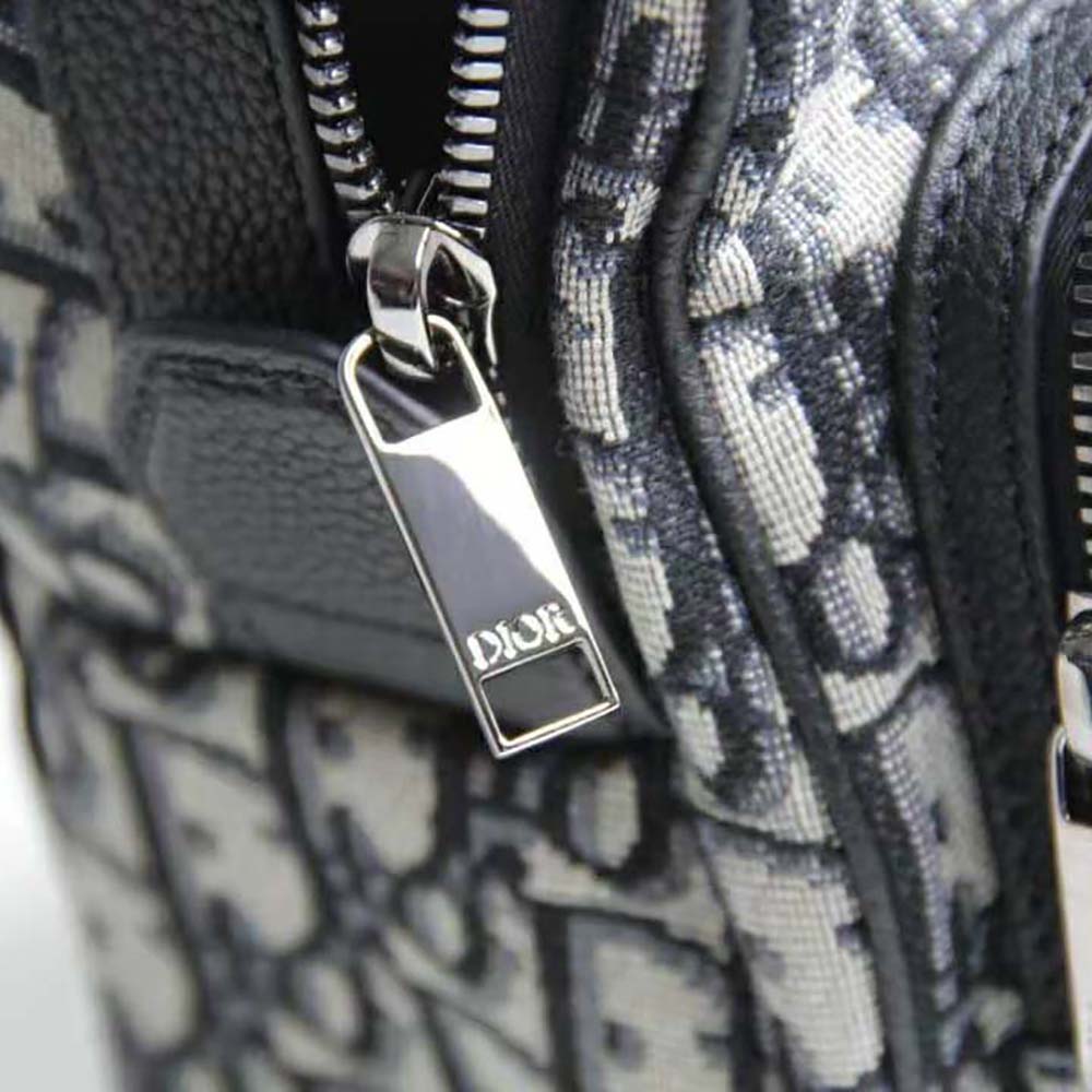 Dior Men Sling Bag Beige and Black Dior Oblique Jacquard - image 8