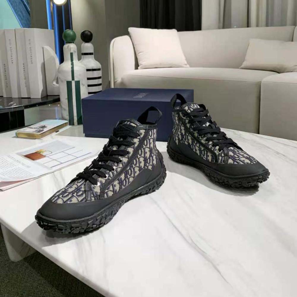 Dior Unisex B28 High-top Sneaker Beige and Black Dior Oblique Jacquard and Black Rubber - image 4