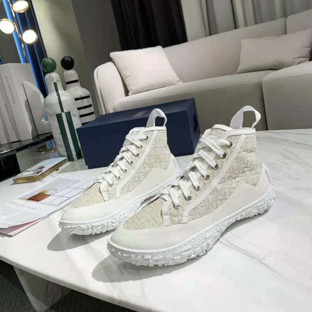 Dior Unisex B28 High-top Sneaker Off-White Dior Oblique Jacquard and White Rubber - image 4