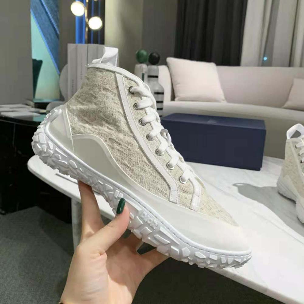 Dior Unisex B28 High-top Sneaker Off-White Dior Oblique Jacquard and White Rubber - image 7
