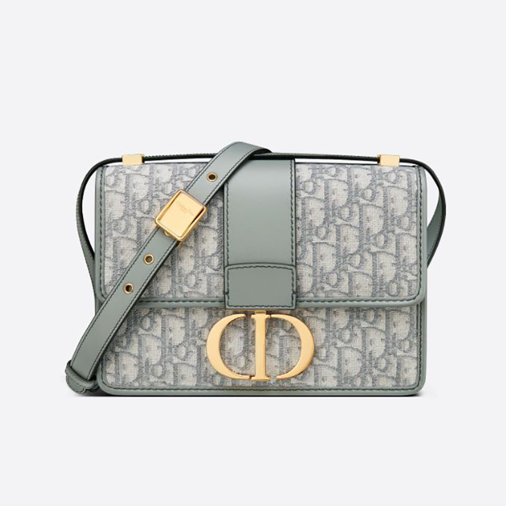 Front view of Dior Women 30 Montaigne Bag Gray Dior Oblique Jacquard