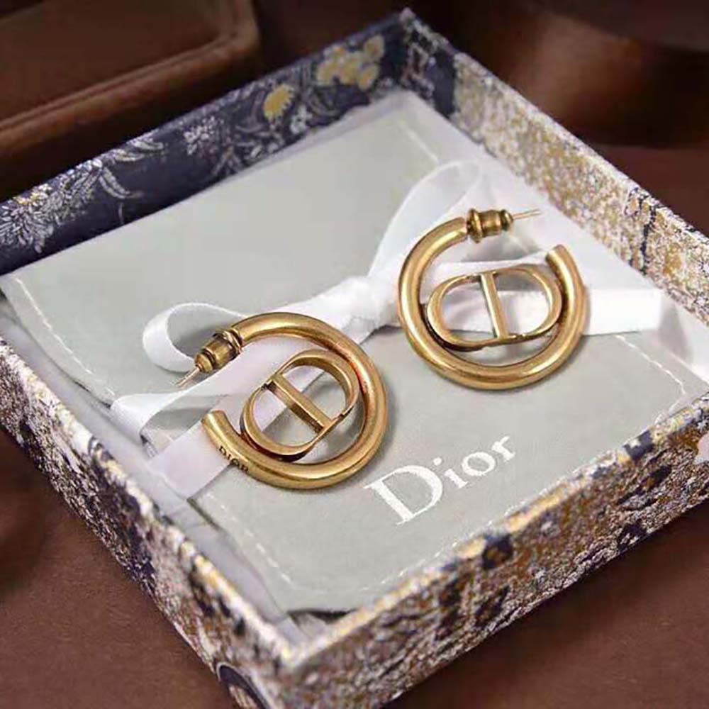 Close-up detail of latch closure on Dior Women 30 Montaigne Hoop Earrings