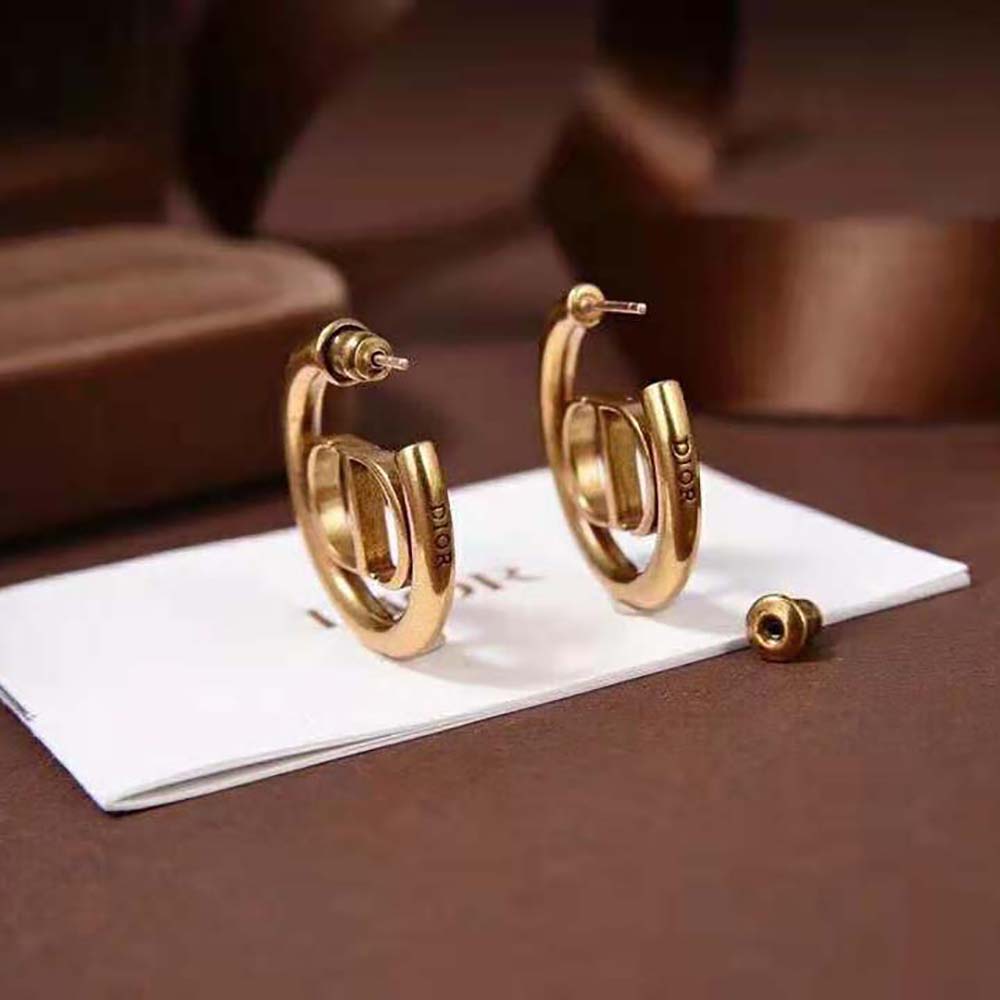 Dior Women 30 Montaigne Hoop Earrings Antique Gold-Finish Metal - image 7