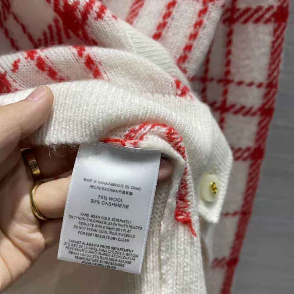 Dior Women Buttoned Cardigan Raspberry and Ecru Check’n’Dior Pop Technical Wool - image 10