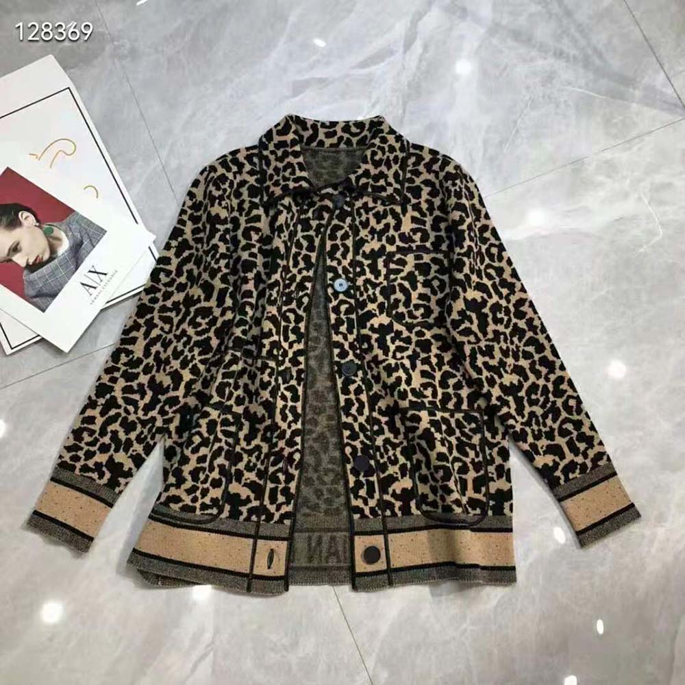 Dior Women Caro Jacket Beige Multicolor Mizza Technical Wool Knit - image 4