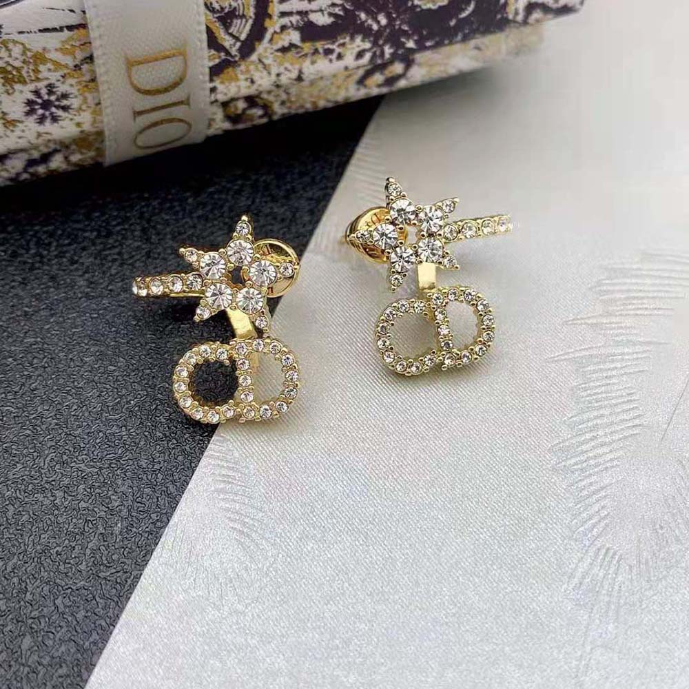 Close-up of white crystals on Dior Women Clair D Lune Earrings