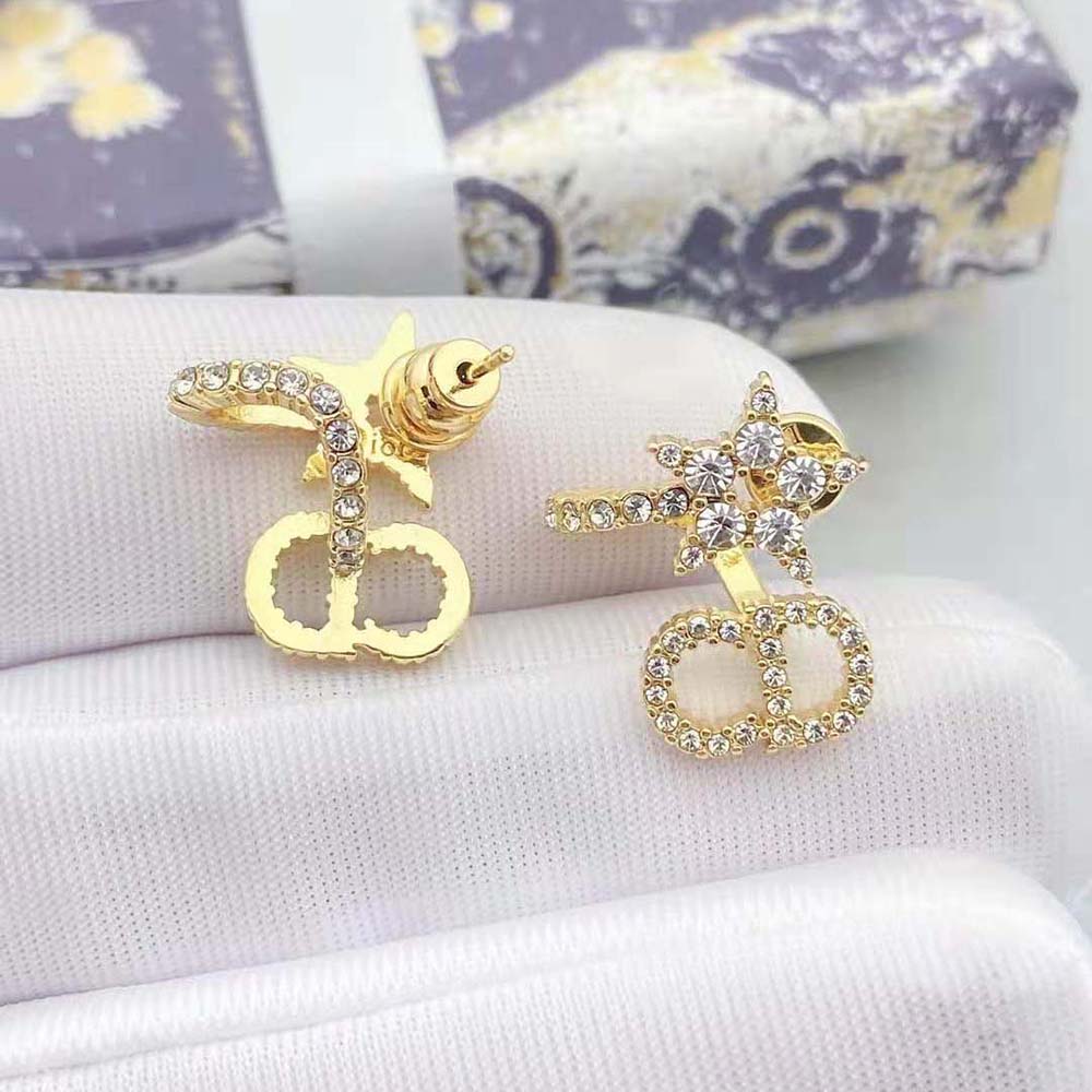 Dior Women Clair D Lune Earrings Gold-Finish Metal and White Crystals - image 7