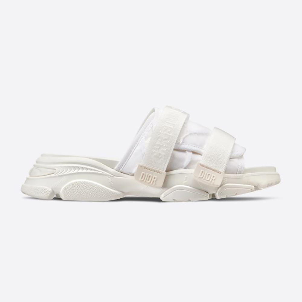 Side view of Dior Women D-Wander Slide White Camouflage Technical Fabric